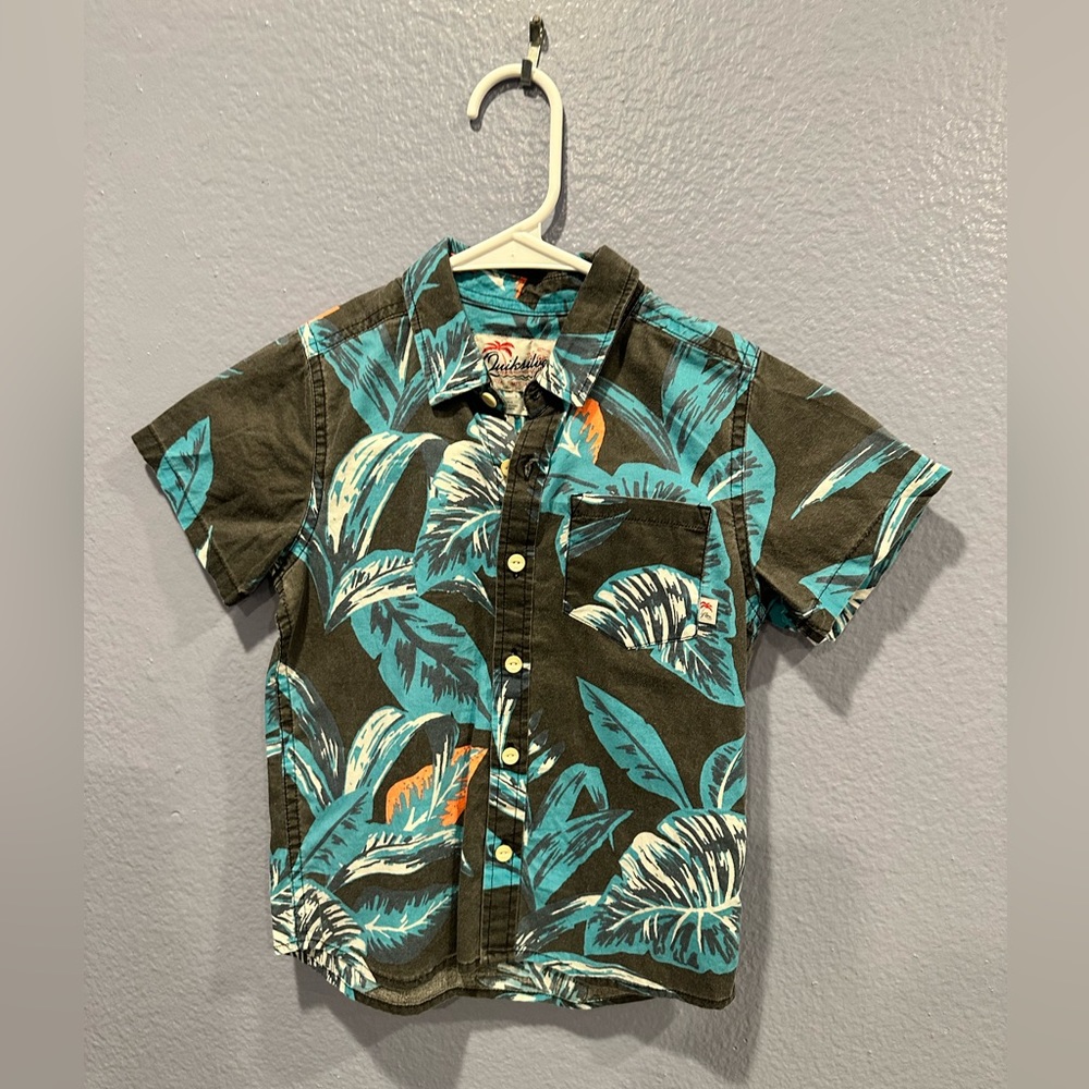 Boys Quicksilver Hawaiian Button Shirt Size 7